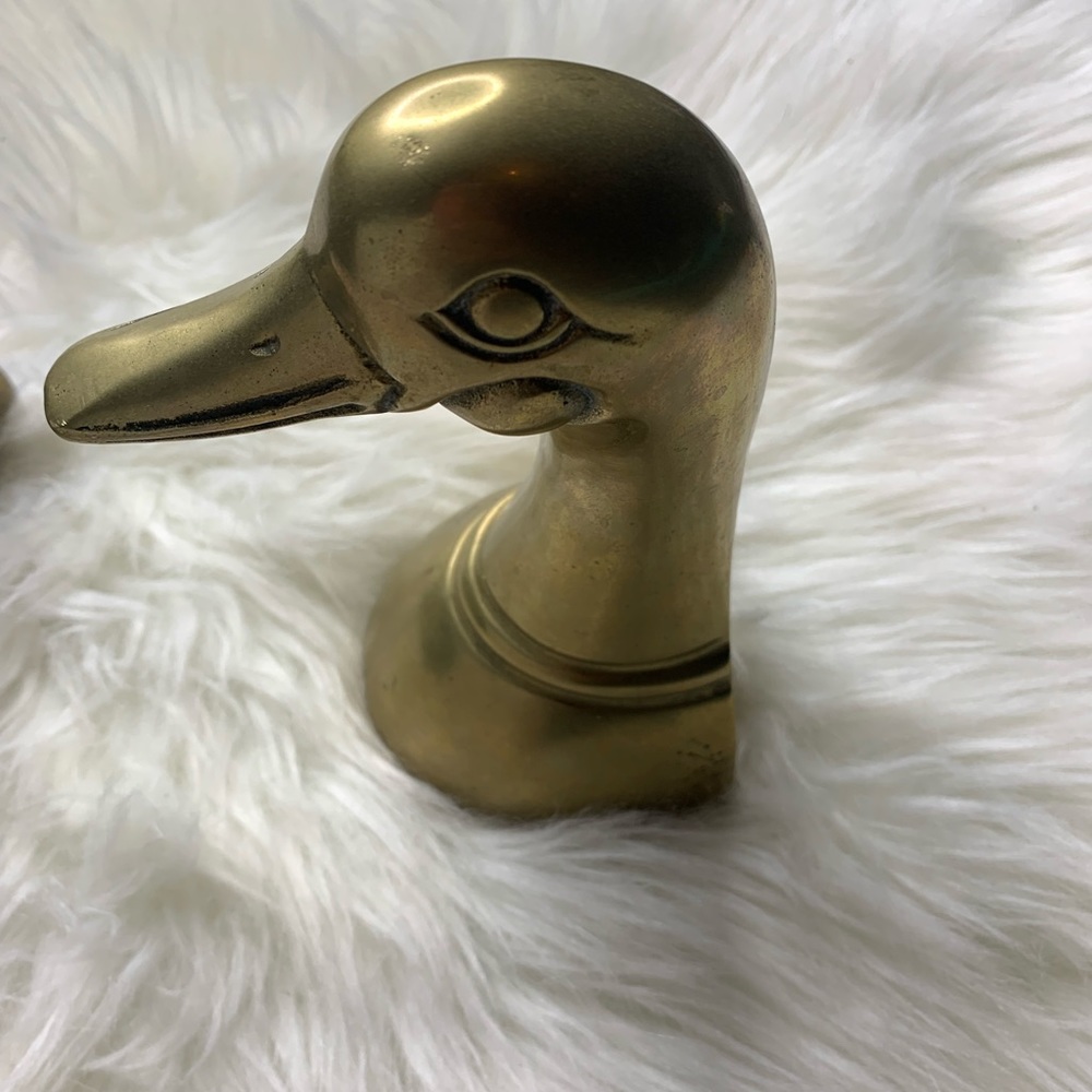 Solid brass mallard duck book ends